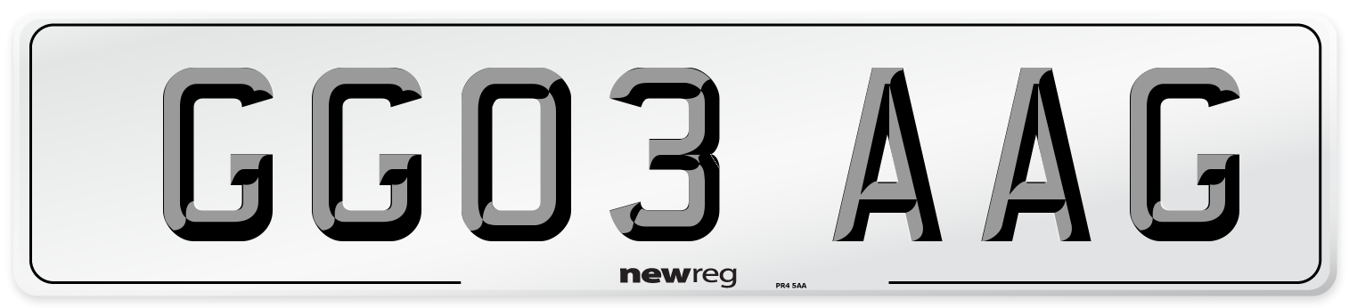 GG03 AAG Number Plate from New Reg